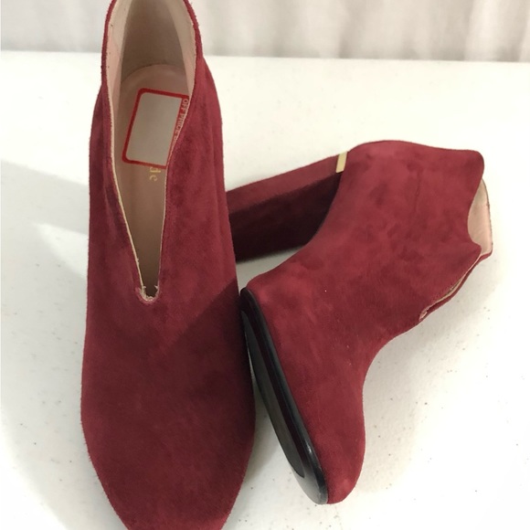 Kate Spade New York Ankle Boots Block Heels Women Maroon Made in Italy Size 8.5 - Picture 2 of 9